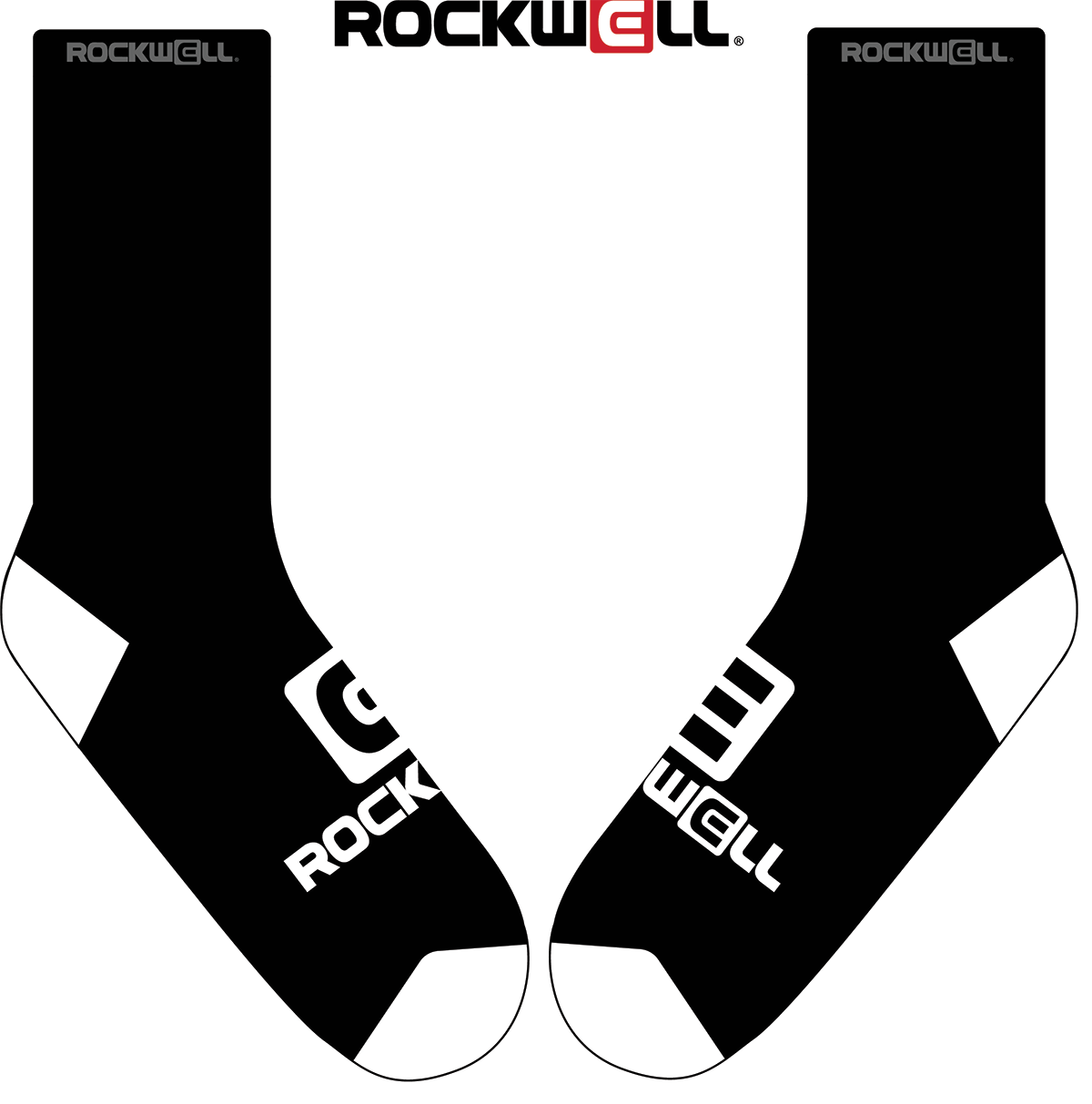 rockwell socks plain black with Rockwell logo on the foot