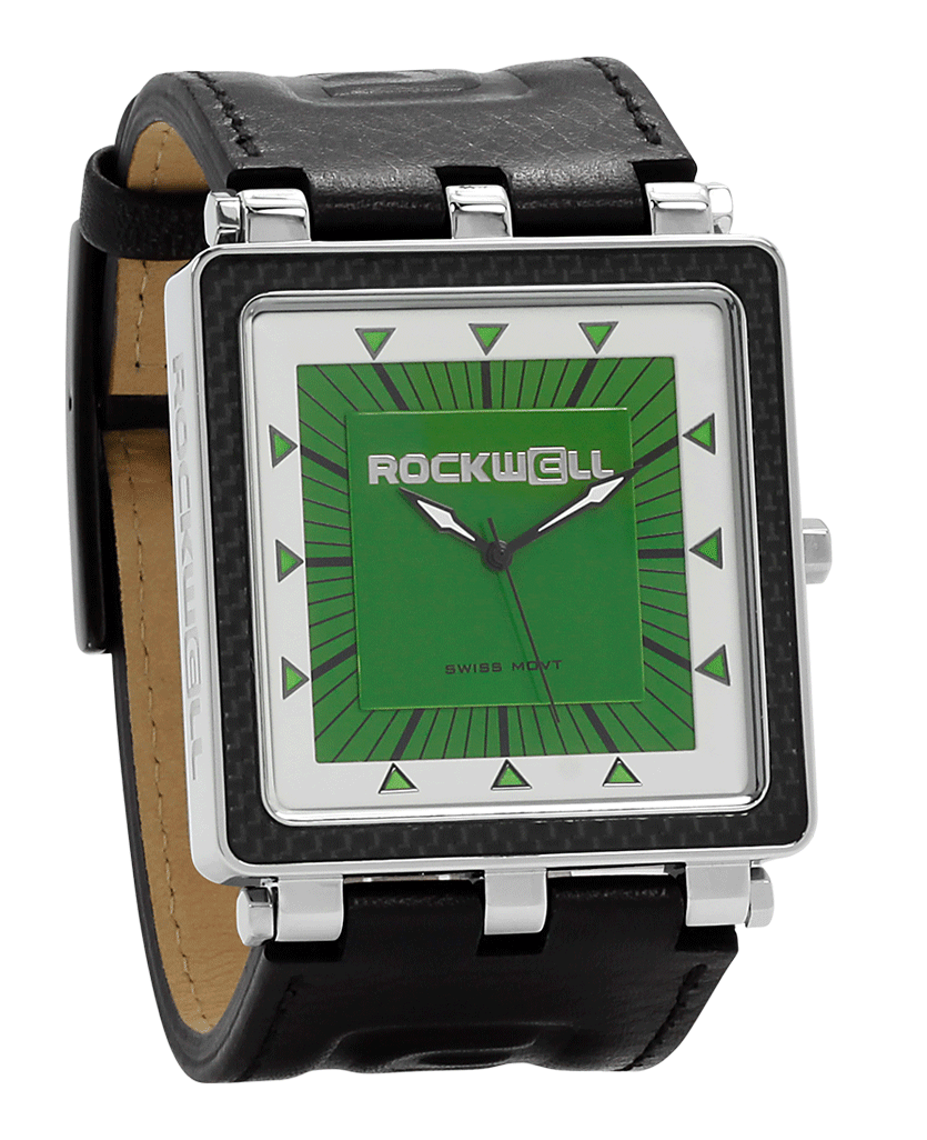 CF Black Leather band with Green/white dial - Watch)