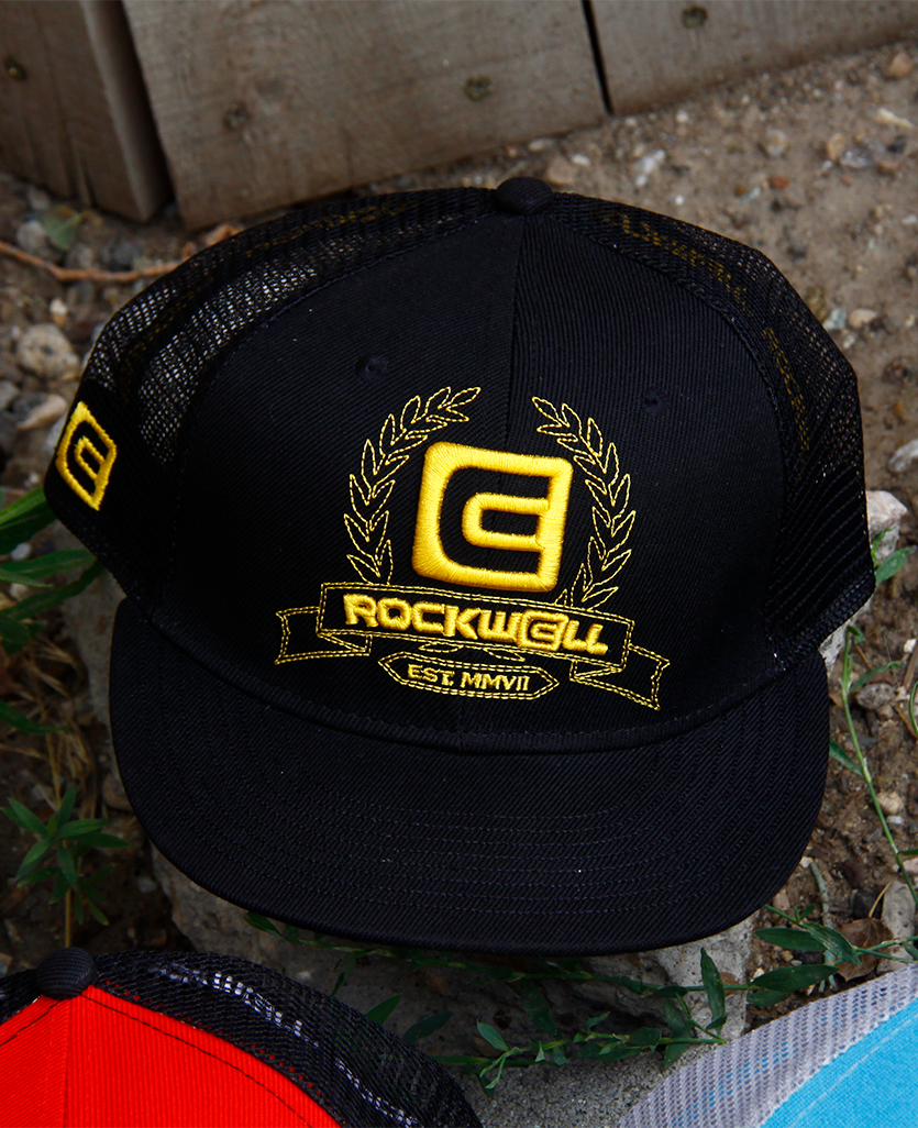 Snapback Trucker Hat Black/Gold Royal Logo mesh back