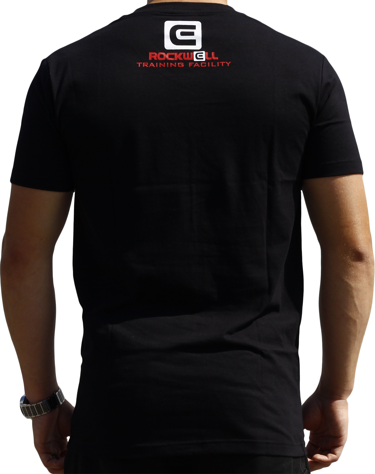 back of man wearing Men's RTF black V-Neck