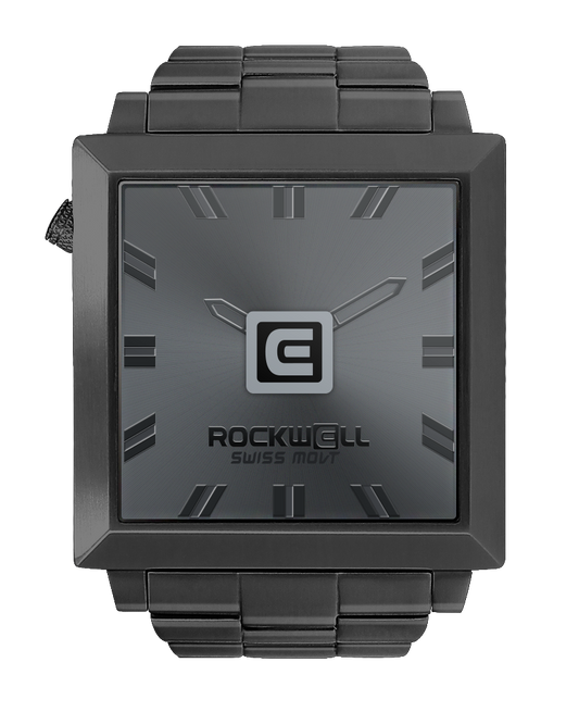 all gunmetal 50 squared analog watch