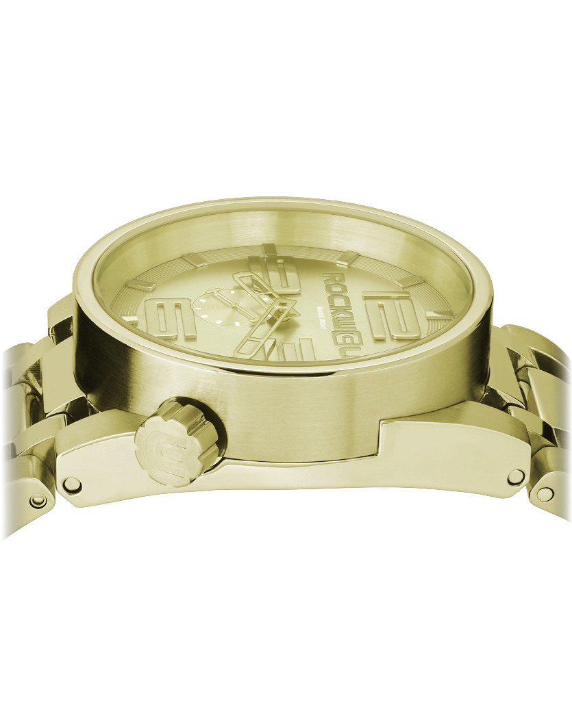 gold 50 round analog watch