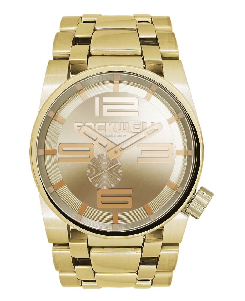 gold 50 round analog watch