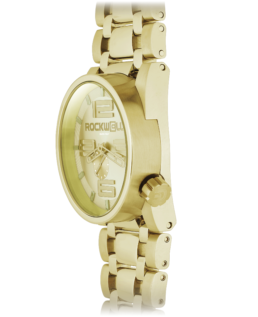 all gold 50 round analog watch