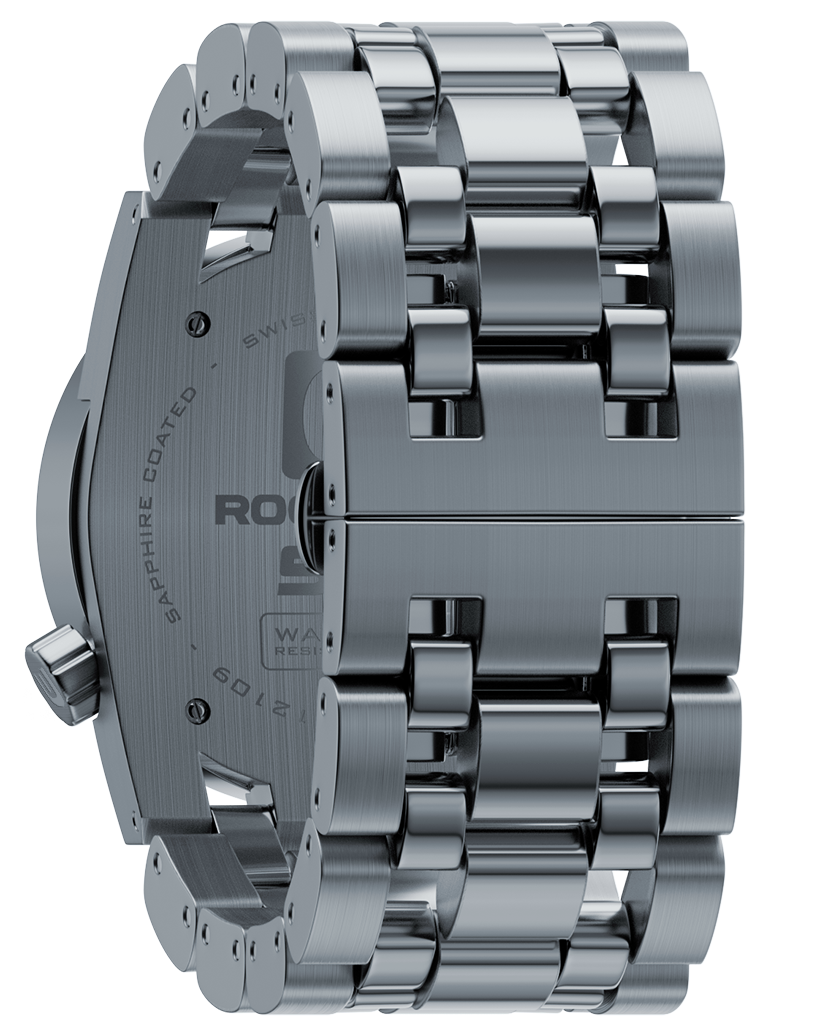 silver 50 round analog watch