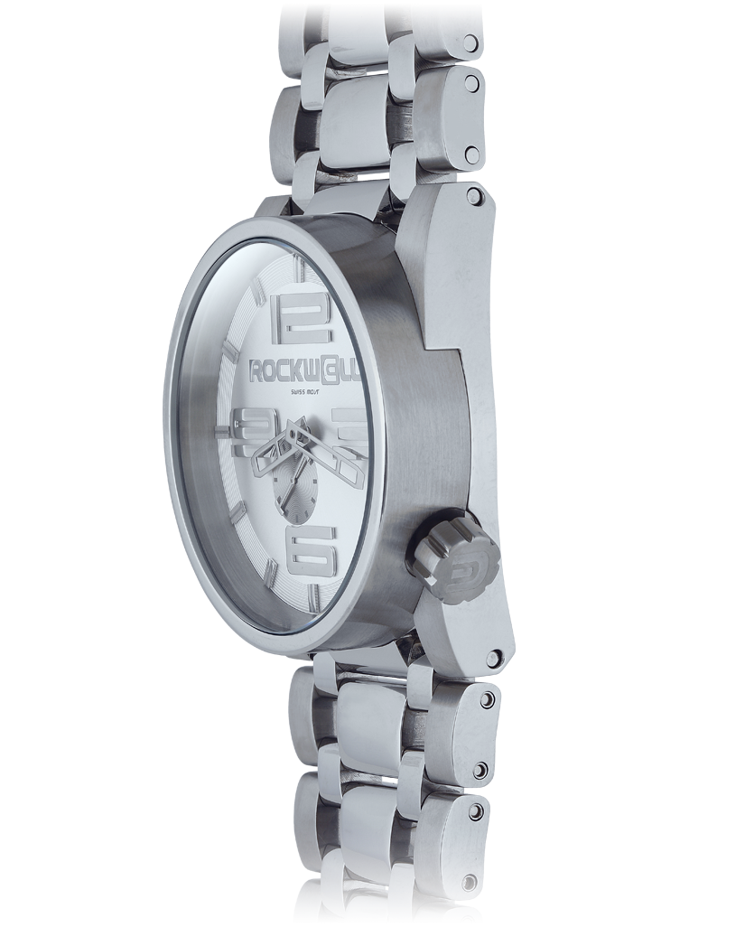 silver 50 round analog watch