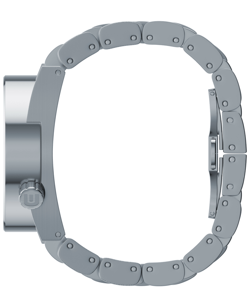 silver 50 round analog watch