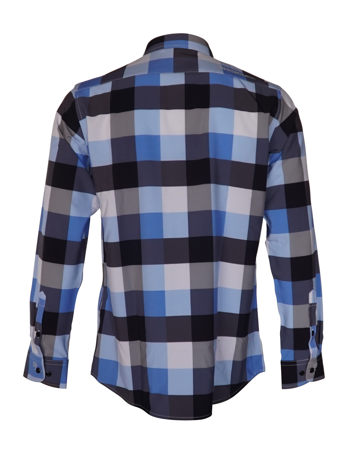 Blue Black white pattern dress shirt  Edit alt text