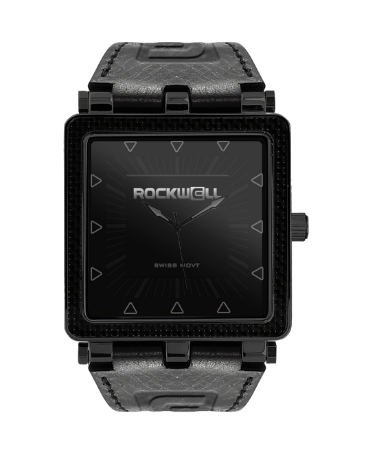 phantom black carbon fiber analog watch with black leather bands