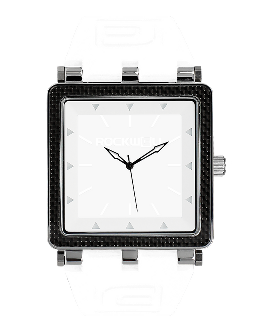 white carbon fiber analog watch