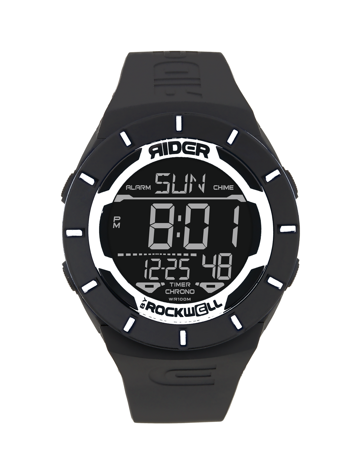 Coliseum Black with White bezel Rubber digital watch