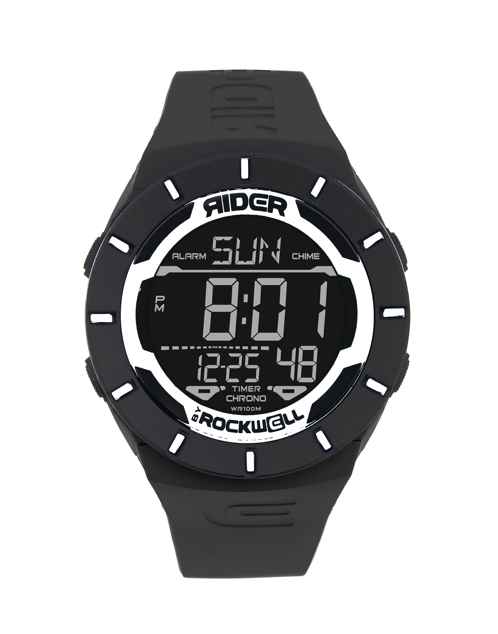 Coliseum Black with White bezel Rubber digital watch