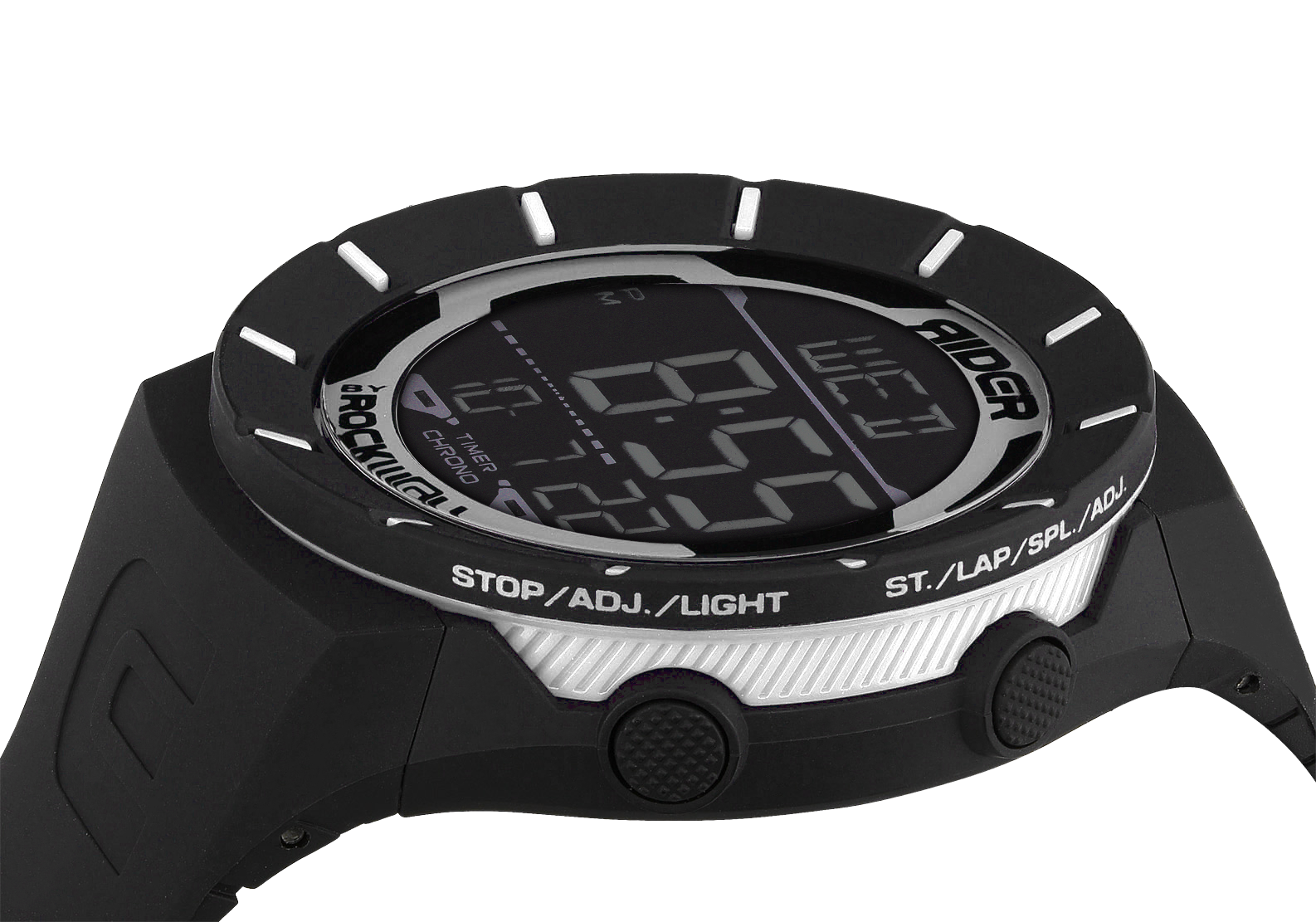 Coliseum Black with White bezel Rubber digital watch