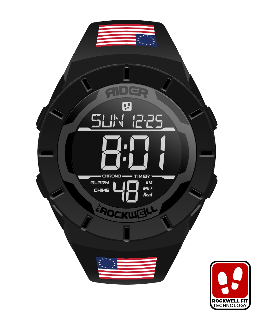 phantom black coliseum digital watch with betsy ross flag bands