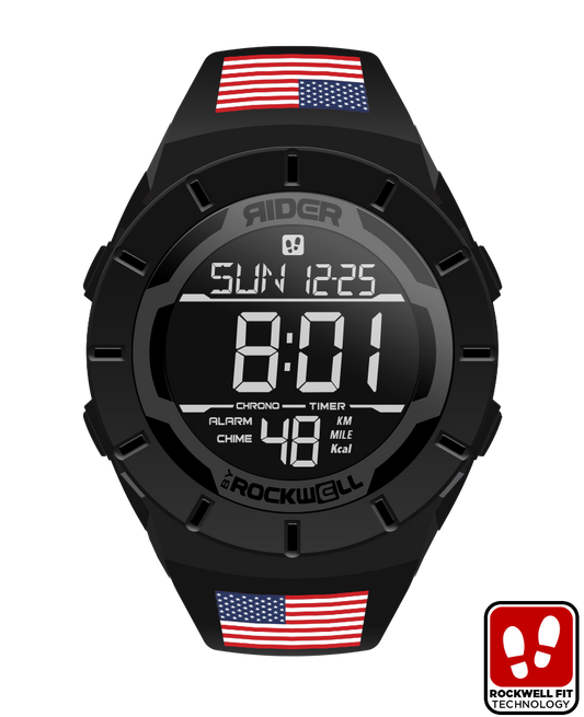 phantom black coliseum digital watch with flags of the world bands