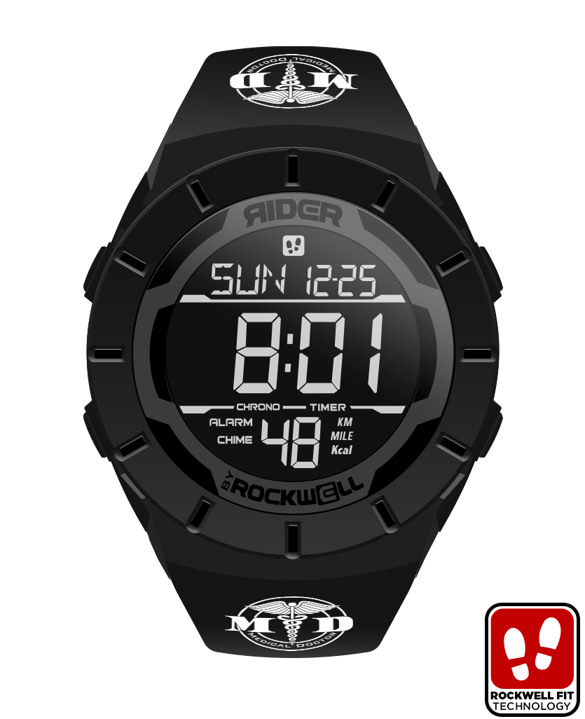 phantom black coliseum digital watch with medical doctor bands
