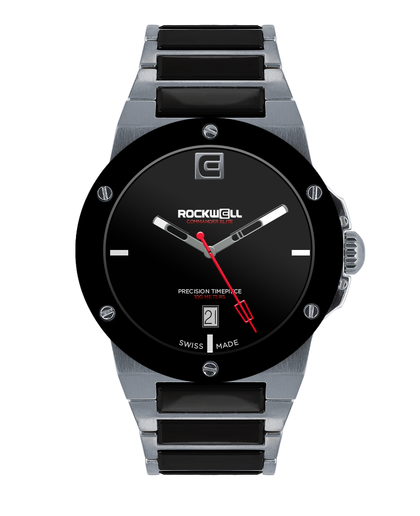 tier 1 edition silver commander elite with black dial and black ceramic inner links