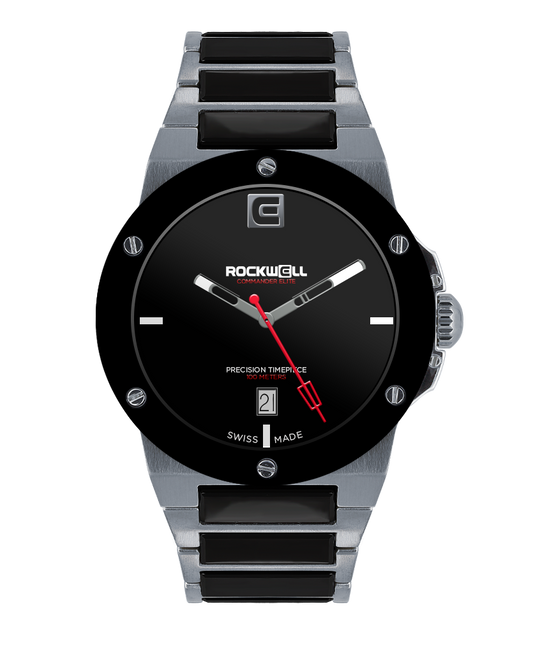 tier 1 edition silver commander elite with black dial and black ceramic inner links