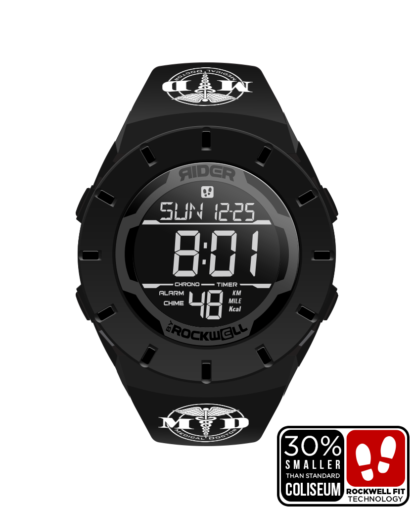 phantom black coliseum forum digital watch with medical doctor edition bands