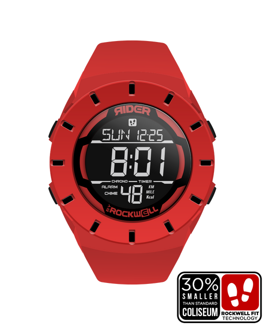 red coliseum forum digital watch with black accents