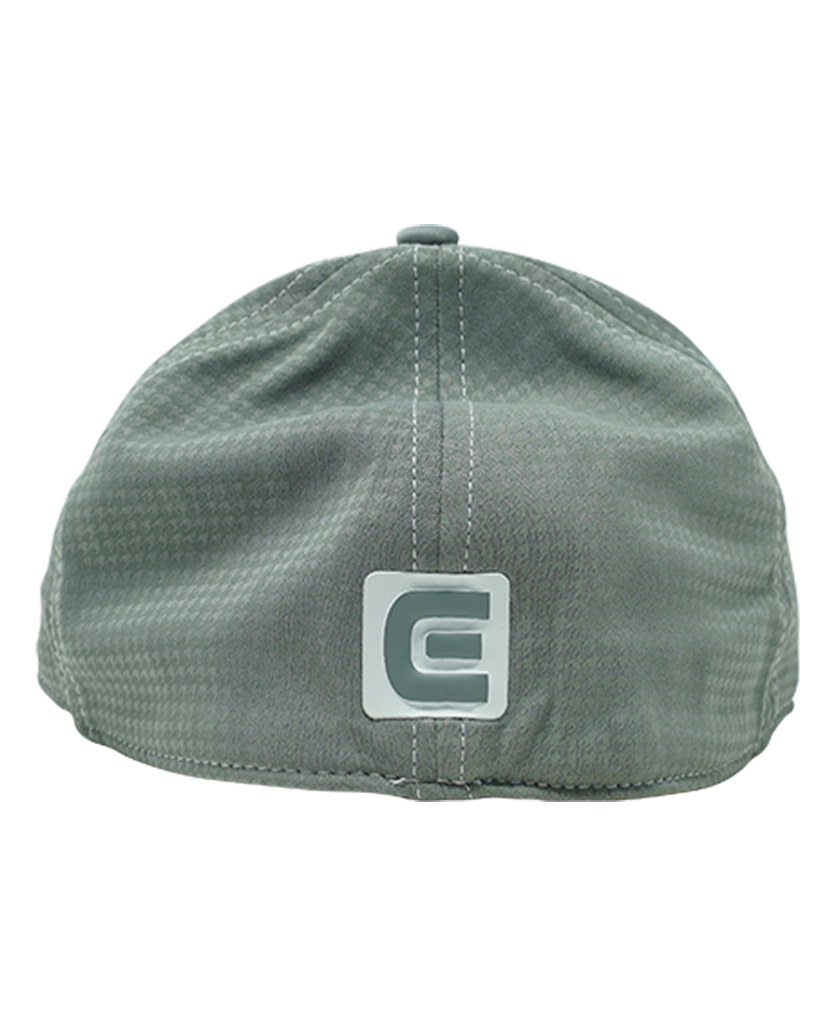back of grey plaid rockwell golf hat