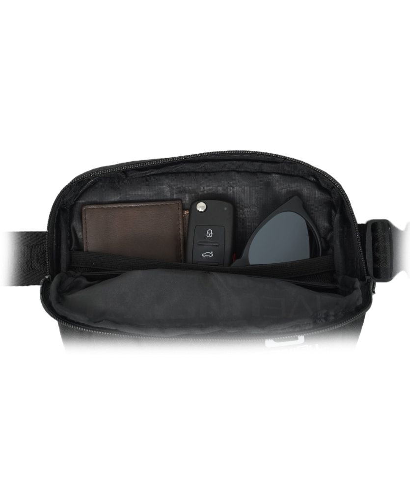 inside of R.E.D mini fanny pack red