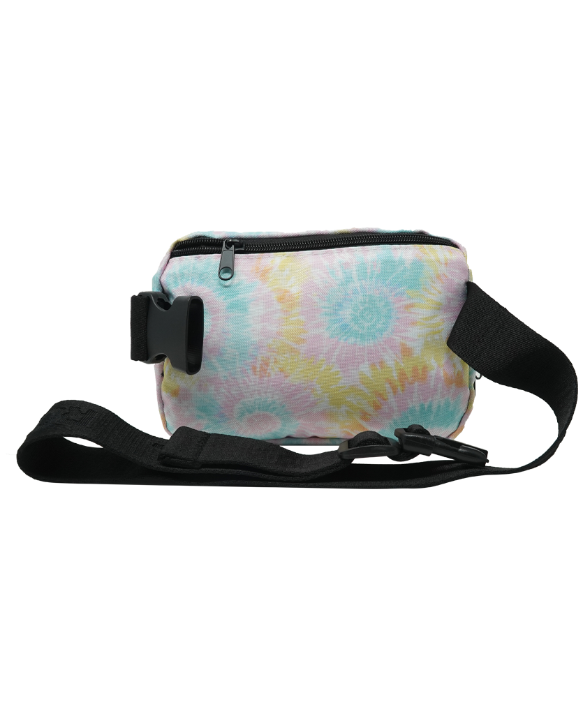 back of pastel tie-dye mini fanny pack