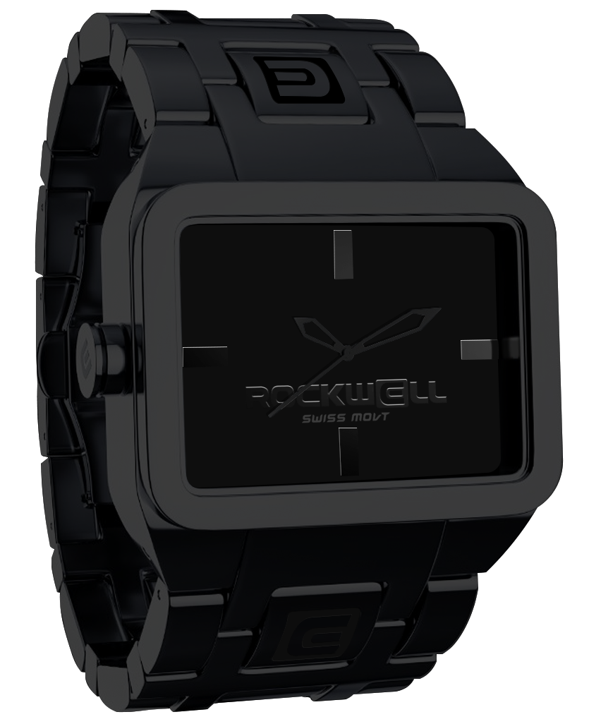 phantom black duel time analog watch