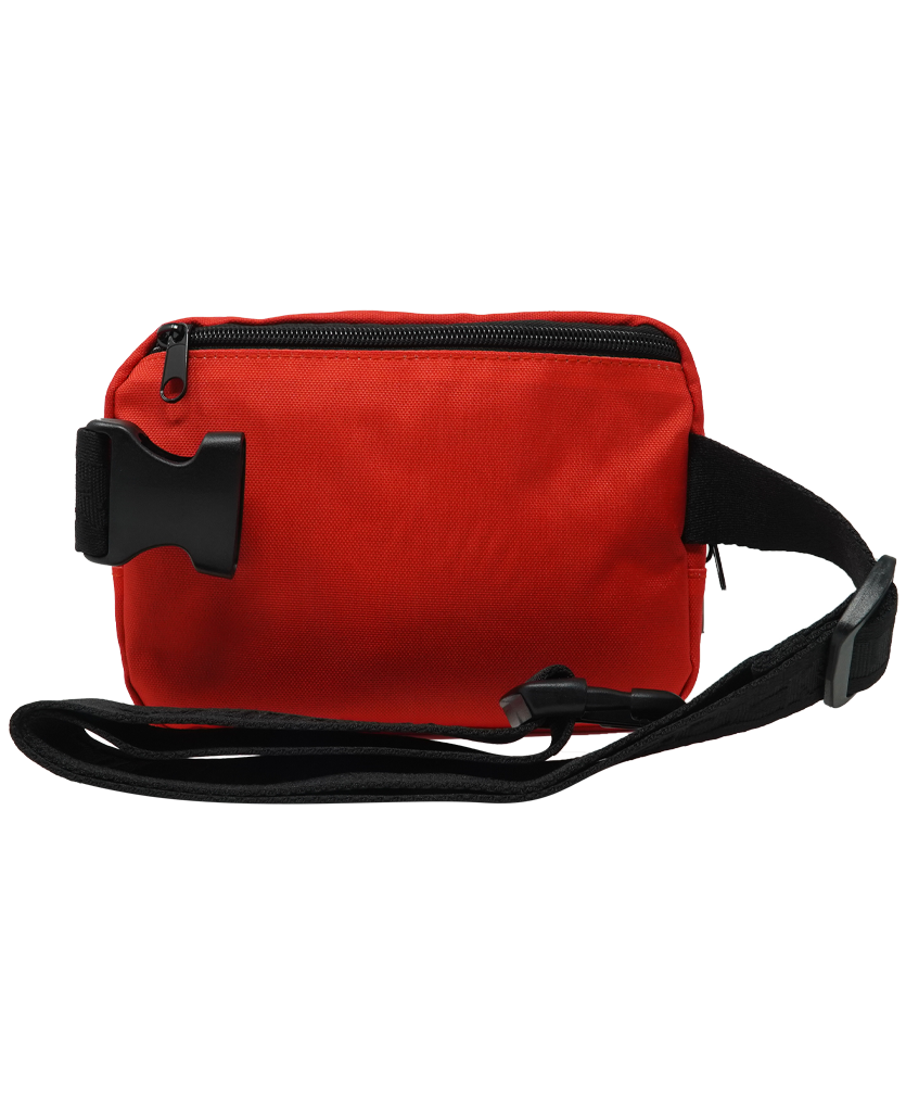 back of R.E.D mini fanny pack red