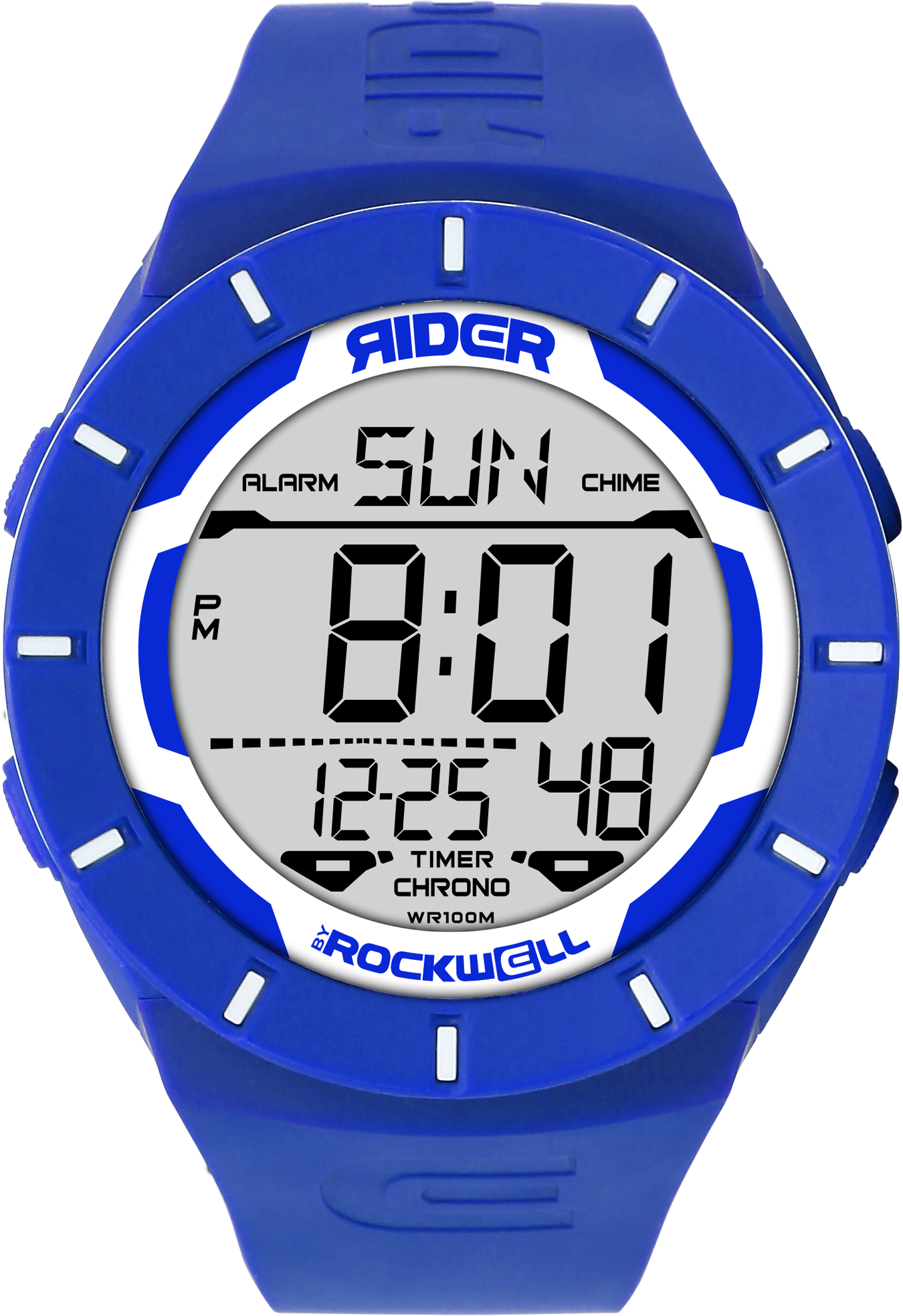 Coliseum Royal blue with White bezel Rubber digital watch