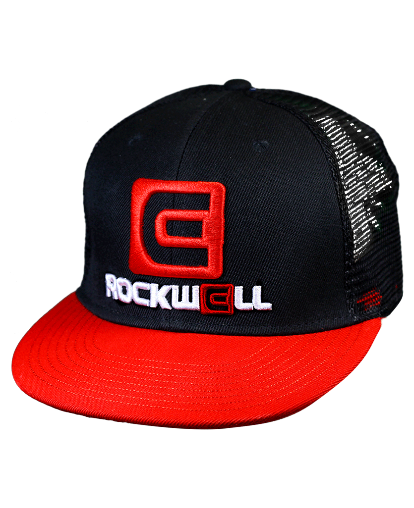 Snapback Trucker Hat OG Stacked logo Black/Red mesh back