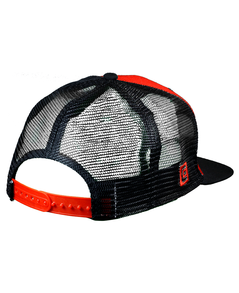 Snapback Trucker Hat OG Stacked logo Black/Red mesh back