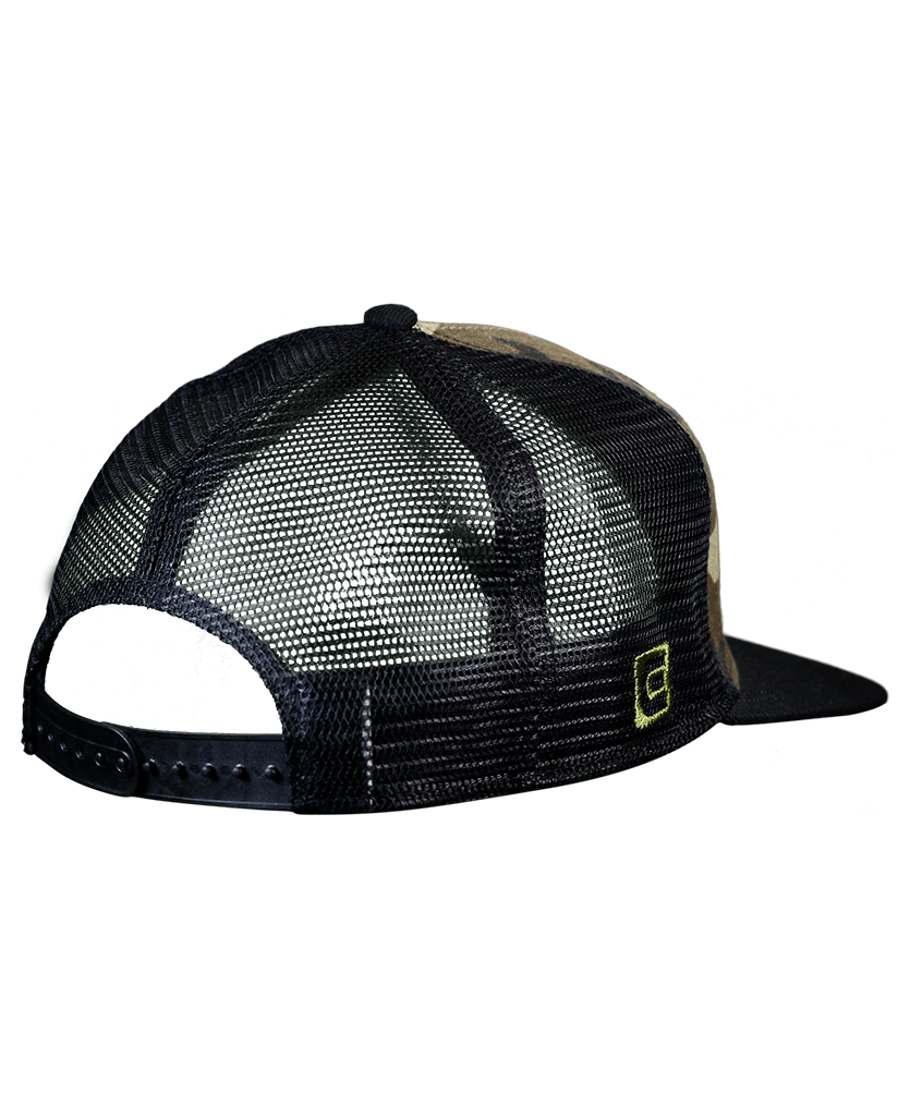 back of go trucker hat camo 