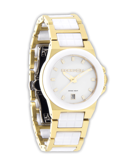 Katelynn Gold-White Ceramic - Watch