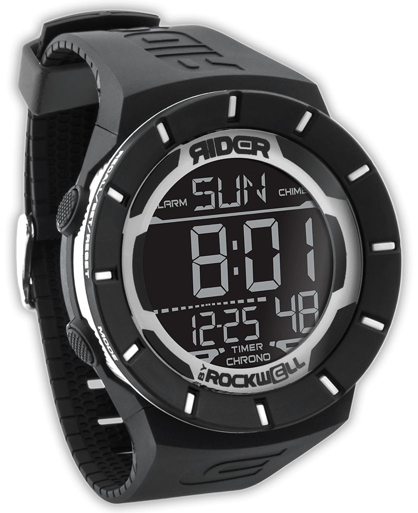 Coliseum Black with White bezel Rubber digital watch