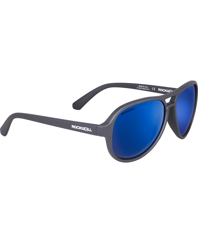 The Casino -  Matte Gray with Flash Blue Lens