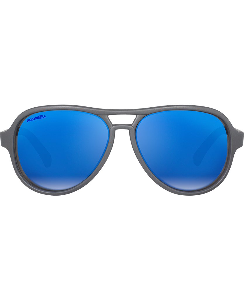 The Casino -  Matte Gray with Flash Blue Lens
