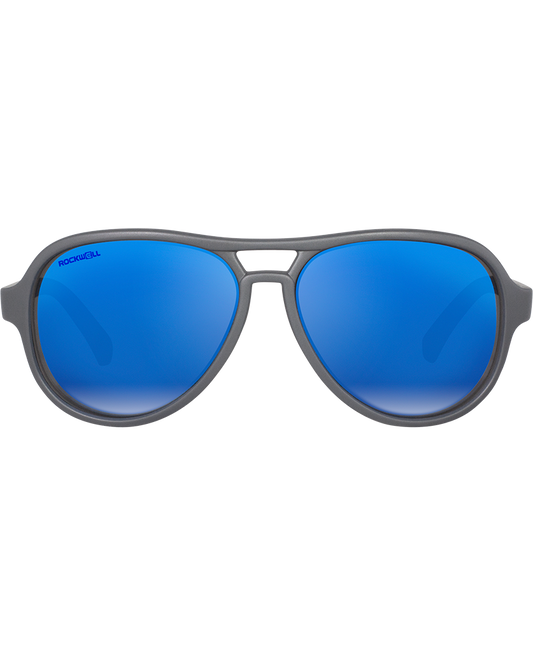 The Casino -  Matte Gray with Flash Blue Lens