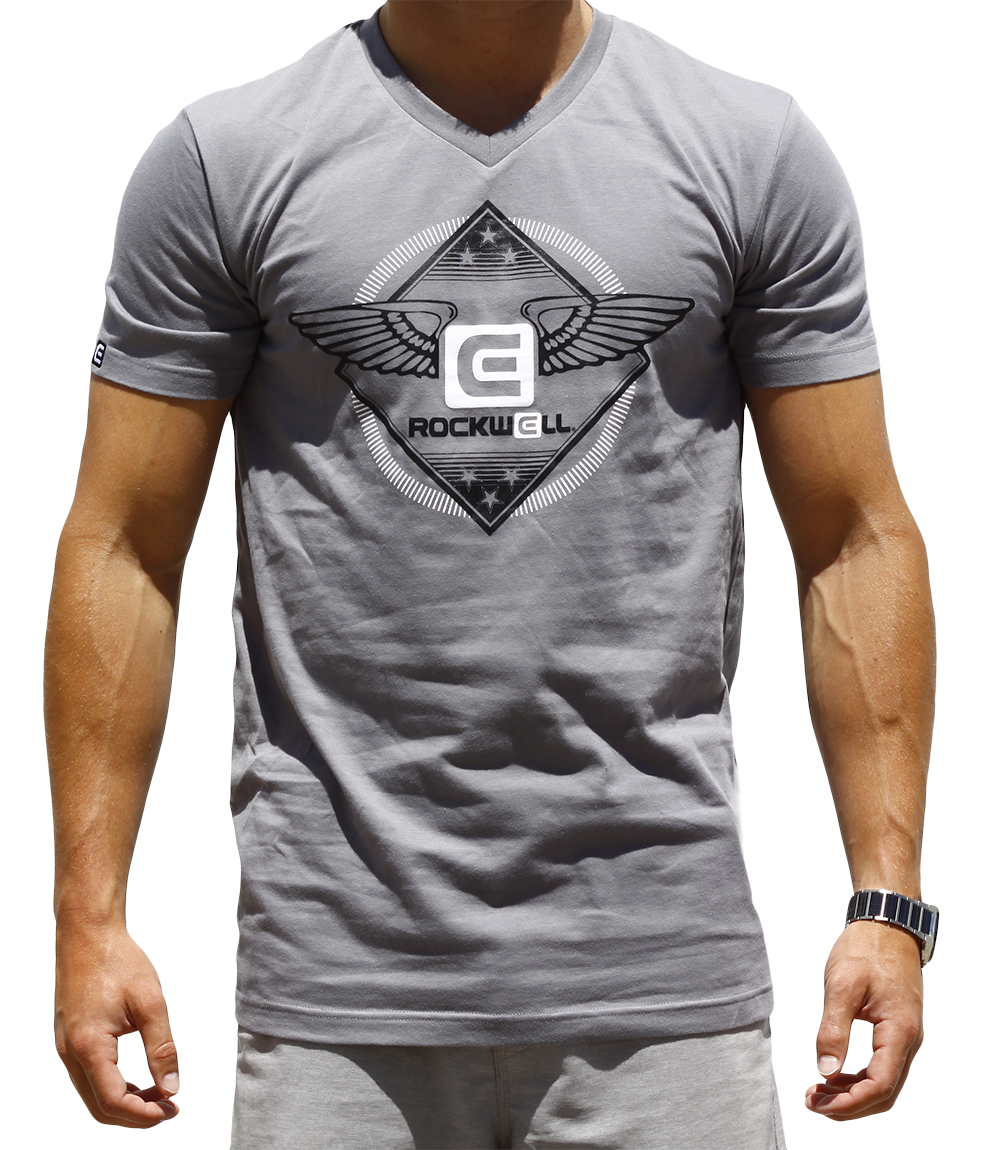 man wearing gray Men's FlyTime V-Neck
