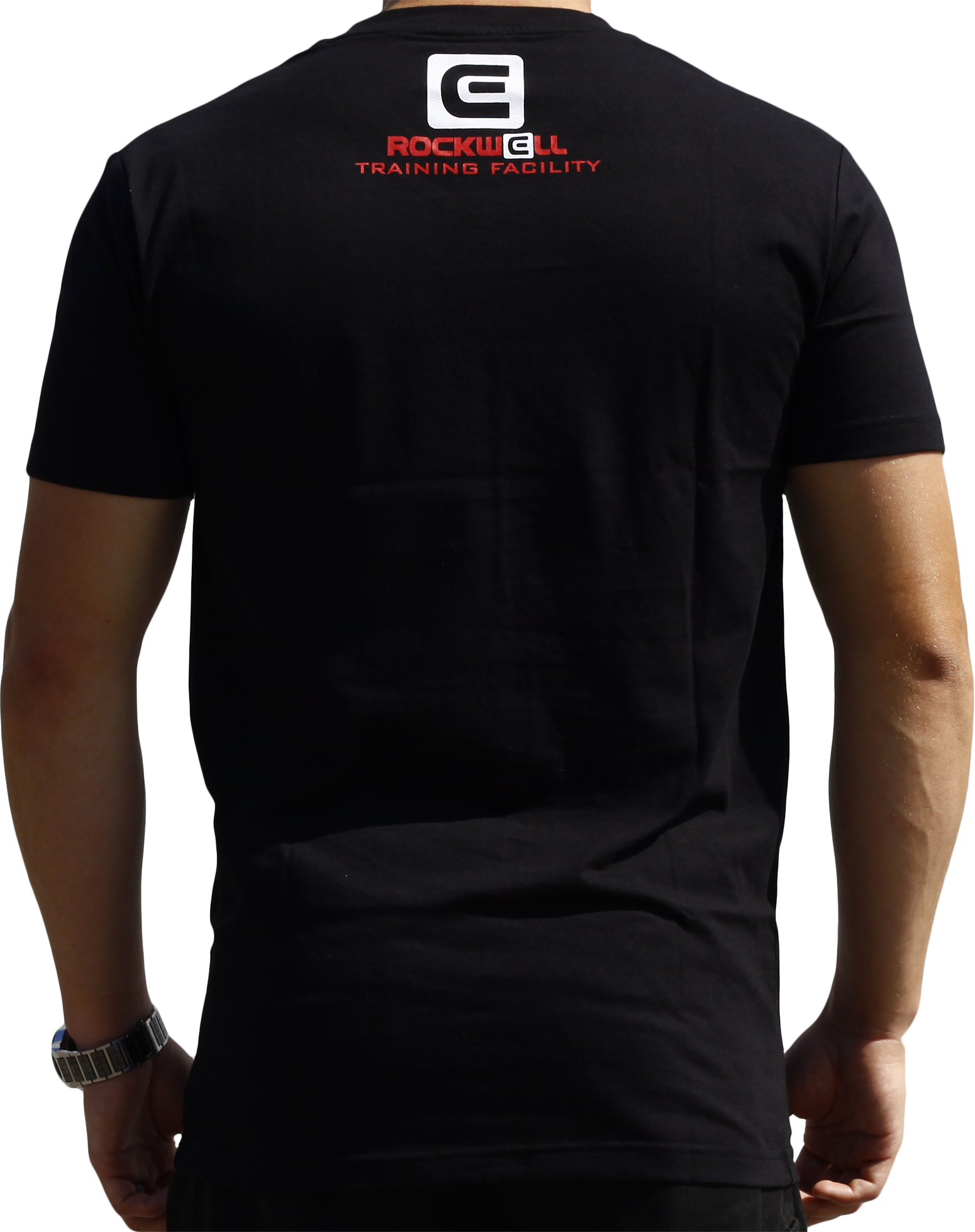 back of man wearing Men's RTF black V-Neck