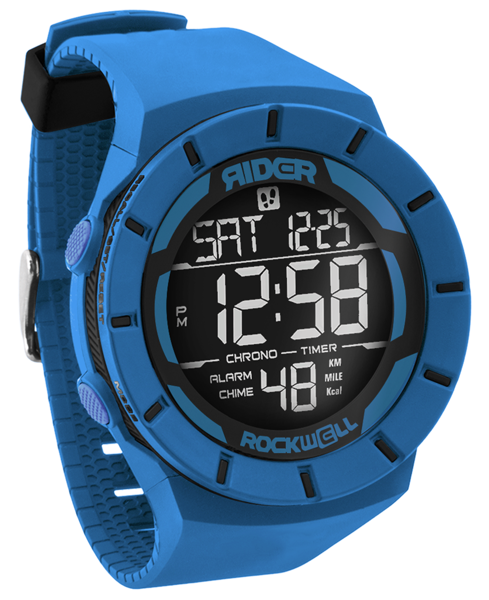 shark blue coliseum digital watch with black accents