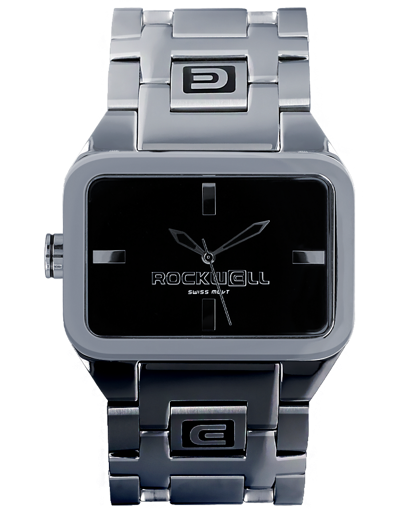 silver black duel time analog watch