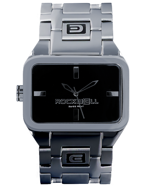 silver black duel time analog watch